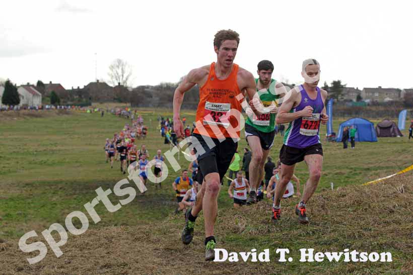 Senior men  Dan Jenkin working his way through the field during the, NEHL, Wrekenton.